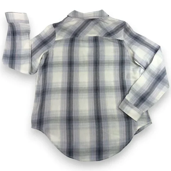 MUDD-Women's-Plaid-Gray-Black-Pink-SMALL-pullover-V Neck-Long Sleeve-Pockets - Picture 4 of 16